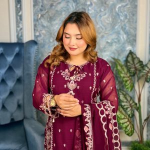 পারপেল কালার – হোয়াইট গোল্ড জরজেট ফেব্রিক্স